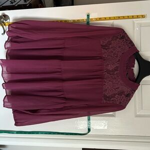 Torrid lace with chiffon overlay blouse. Mulberry color. Torrid size 2 (18/20).
